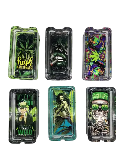 Glass Ashtray with LED Light-Up Design - 6 Per Retail Ready Display 30028 SPICY ZILLA