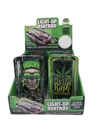 Glass Ashtray with LED Light-Up Design - 6 Per Retail Ready Display 30028 SPICY ZILLA