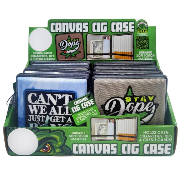 Canvas and Metal Cigarette Case with Hinge - 8 Pieces Per Retail Ready Display 30033 SPICY ZILLA