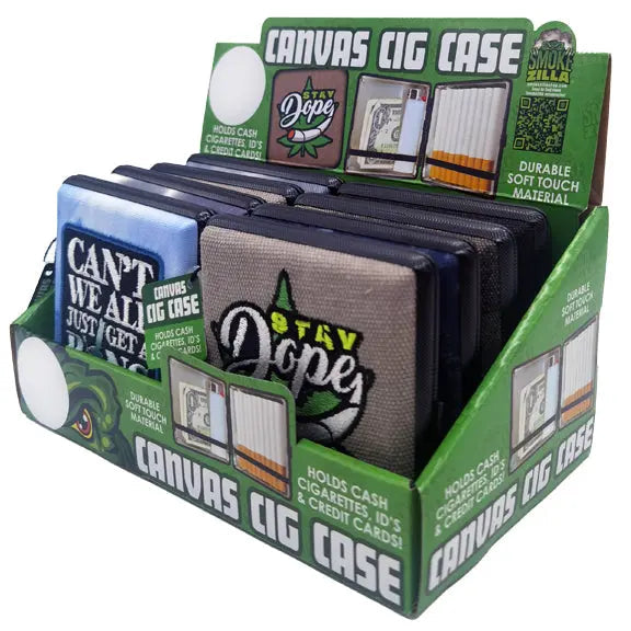 Canvas and Metal Cigarette Case with Hinge - 8 Pieces Per Retail Ready Display 30033 SPICY ZILLA