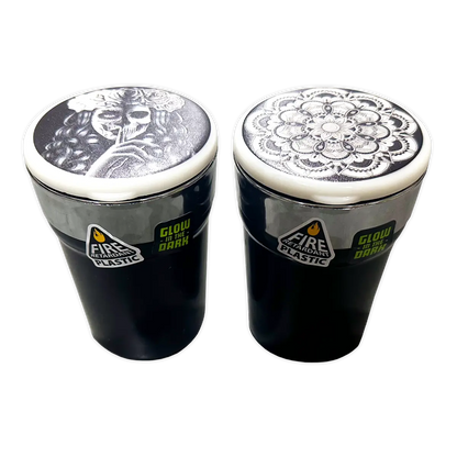 Glow In The Dark Printed Lid Butt Bucket Ashtray with LED Light - 2 Per Retail Ready Wholesale Display 40308 SMOKEZILLA
