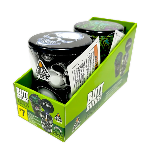 Full Print Butt Bucket Ashtray with LED Light - 2 Per Retail Ready Wholesale Display 40310 SMOKEZILLA