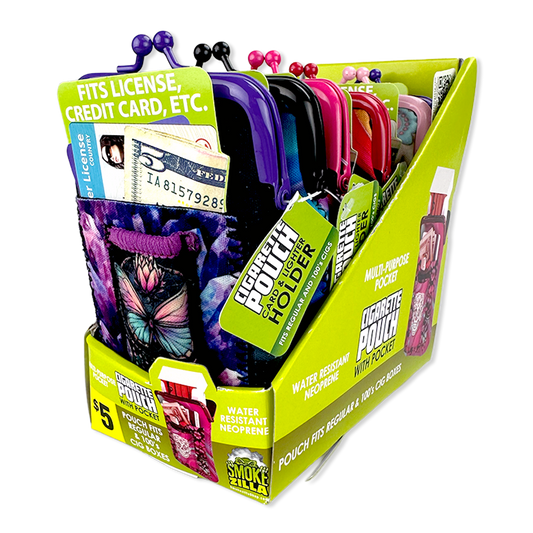 Neoprene Cigarette Pouch with Pocket - 6 Pieces Per Retail Ready Display 40312