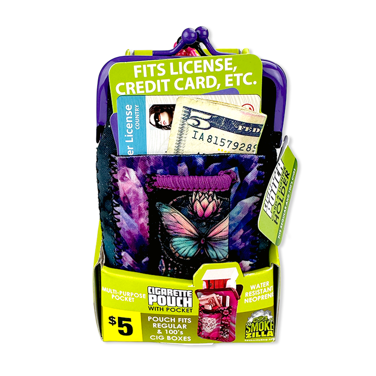 Neoprene Cigarette Pouch with Pocket - 6 Pieces Per Retail Ready Display 40312
