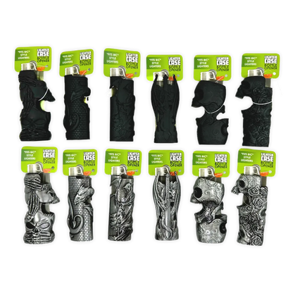 Metal Mystic Lighter Case with Bottle Opener Assortment - 12 Pieces Per Retail Ready Display 40314 SMOKEZILLA
