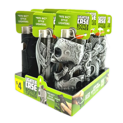 Metal Mystic Lighter Case with Bottle Opener Assortment - 12 Pieces Per Retail Ready Display 40314 SMOKEZILLA