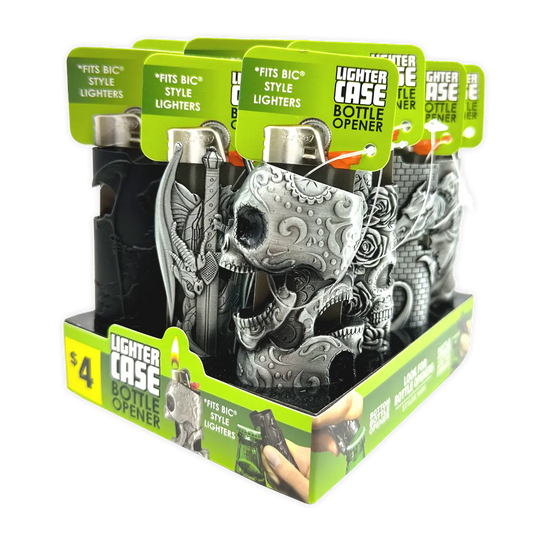 Metal Mystic Lighter Case with Bottle Opener Assortment - 12 Pieces Per Retail Ready Display 40314 SMOKEZILLA