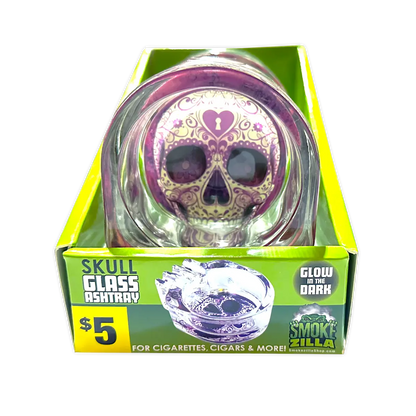 Glass Ashtray in Skull Shaped Design - 4 Per Retail Ready Display 40319 SMOKEZILLA