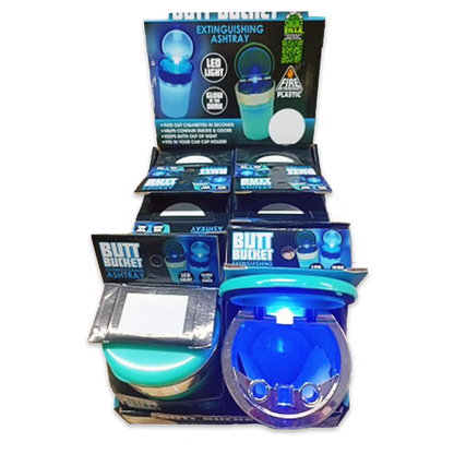 Glow In The Dark Butt Bucket Ashtray With LED Light - 6 Per Retail Ready Wholesale Display 40340 SMOKEZILLA