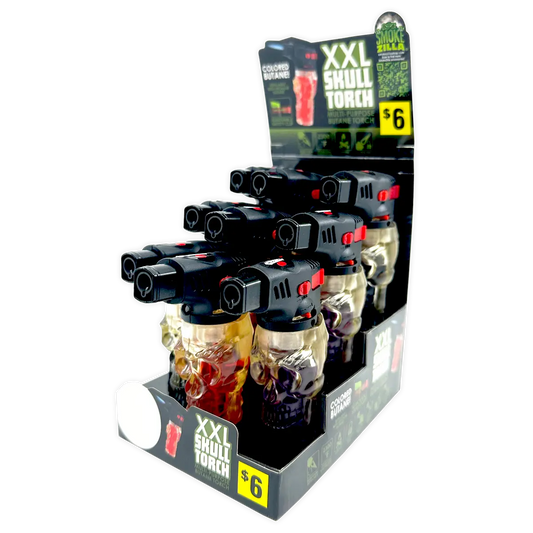 Colored Butane Molded Skull XXL Torch Lighter - 9 Pieces Per Retail Ready Display 40346 SMOKEZILLA
