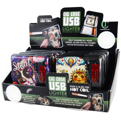 Cigarette Case with USB Coil Lighter - 8 Pieces Per Retail Ready Display 41334 SMOKEZILLA