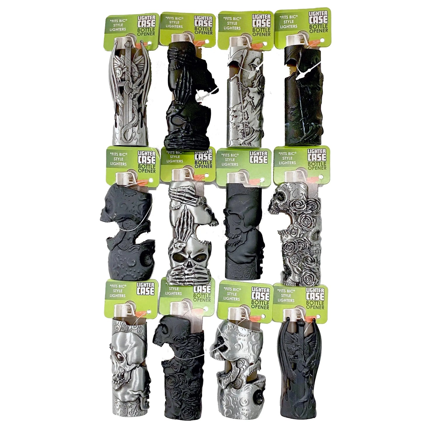 Metal Mystic Lighter Case with Bottle Opener Assortment - 12 Pieces Per Retail Ready Display 41348 SMOKEZILLA