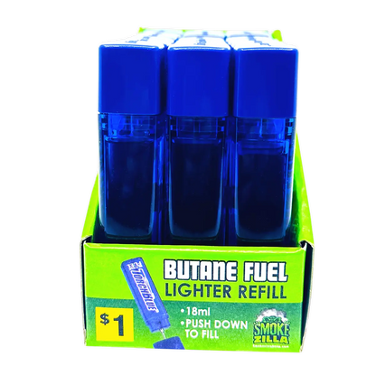 18ML Torch Blue Bulk Butane Refill - 18 Pieces Per Retail Ready Display 41355 SMOKEZILLA