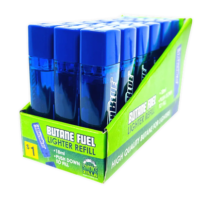 18ML Torch Blue Bulk Butane Refill - 18 Pieces Per Retail Ready Display 41355 SMOKEZILLA