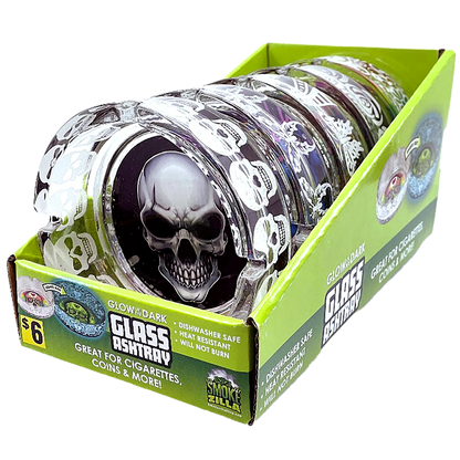 Glow in The Dark Glass Ashtray - 5 Pieces Per Retail Ready Display 41358 SMOKEZILLA