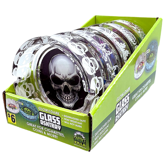 Glow in The Dark Glass Ashtray - 5 Pieces Per Retail Ready Display 41358 SMOKEZILLA
