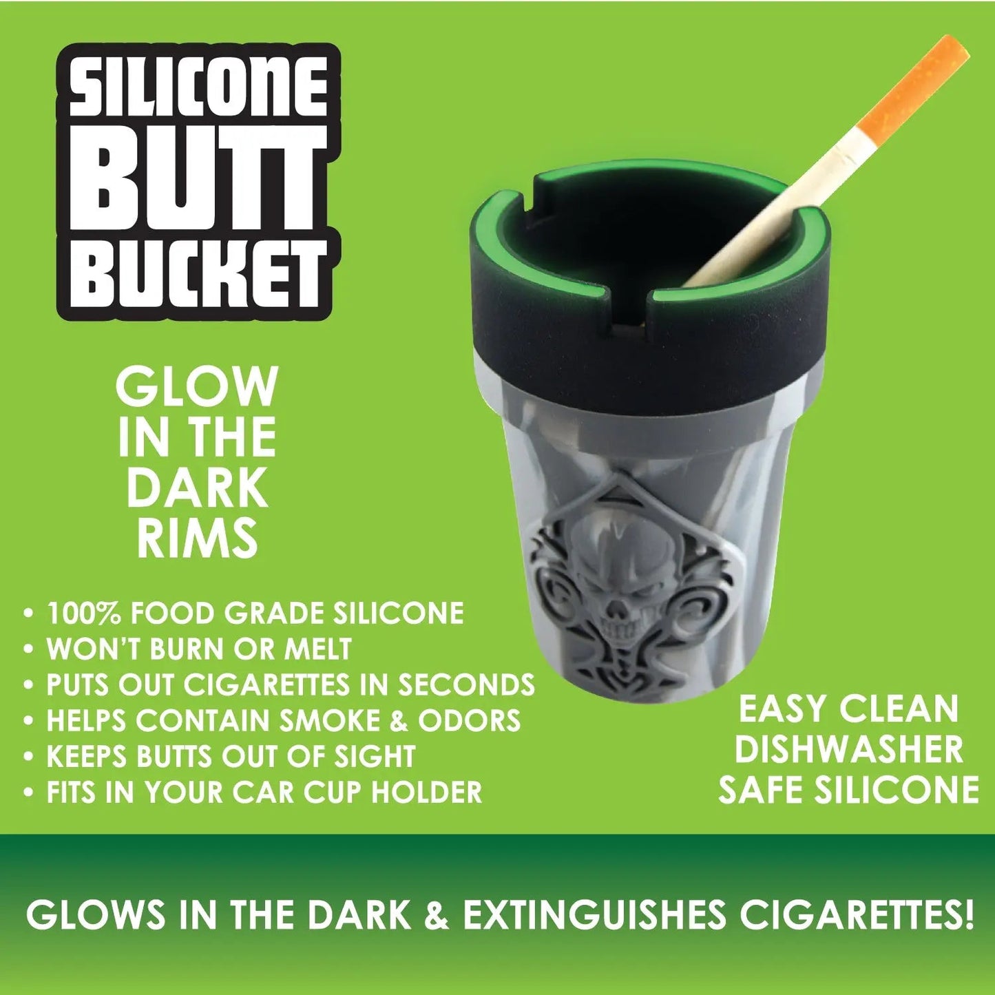 Silicone Butt Bucket Ashtray - 3 Per Retail Ready Display 41390 SMOKEZILLA