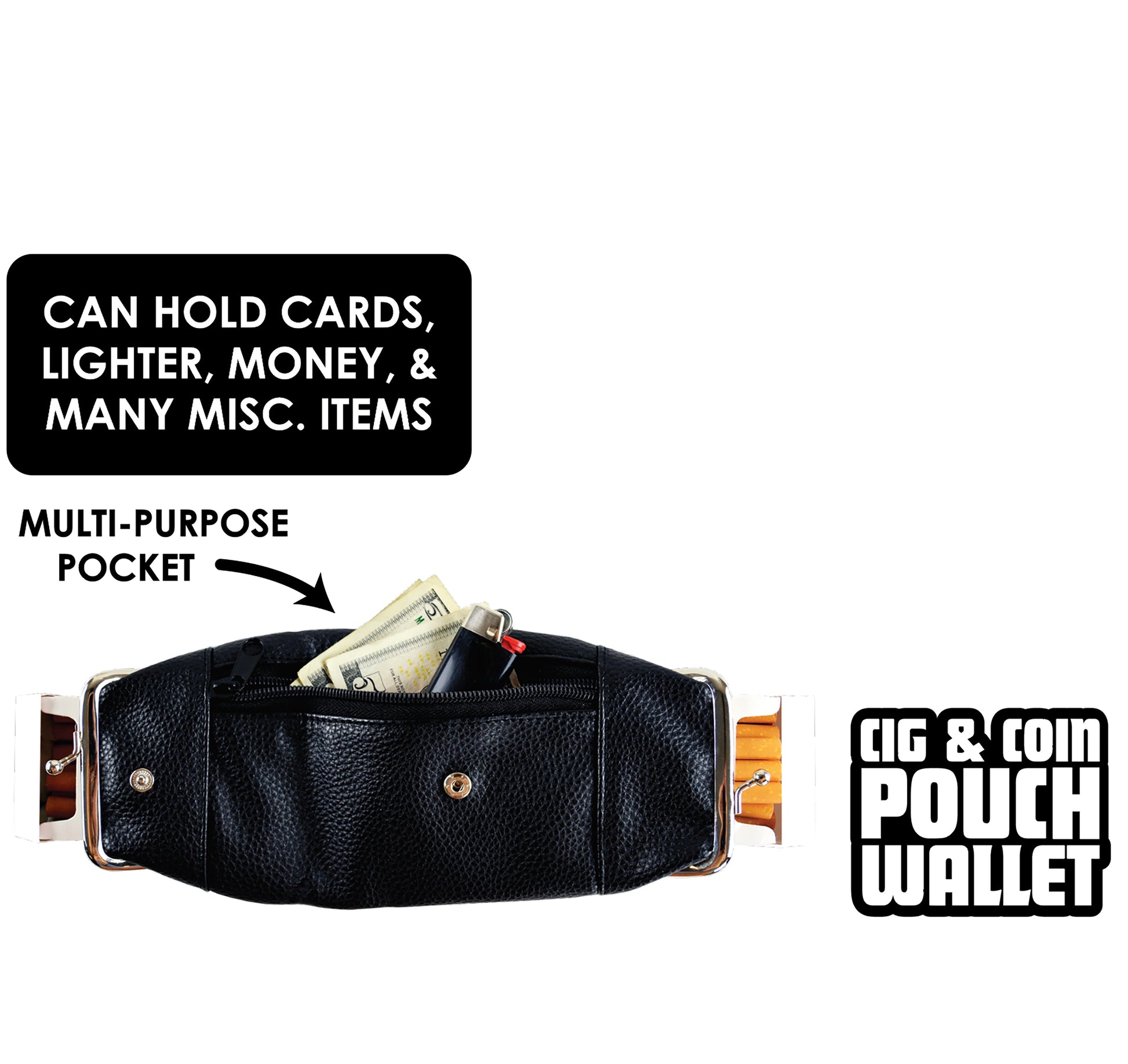 Leatherette Cigarette Pouch with Coin Wallet - 5 Pieces Per Retail Ready Display 41414 SMOKEZILLA