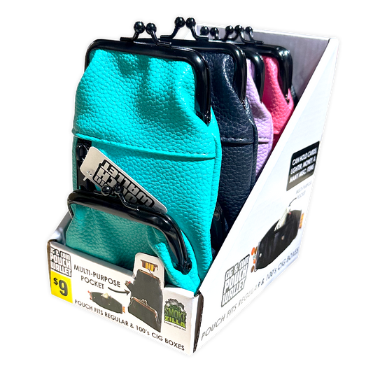 Leatherette Cigarette Pouch with Coin Wallet - 5 Pieces Per Retail Ready Display 41414 SMOKEZILLA