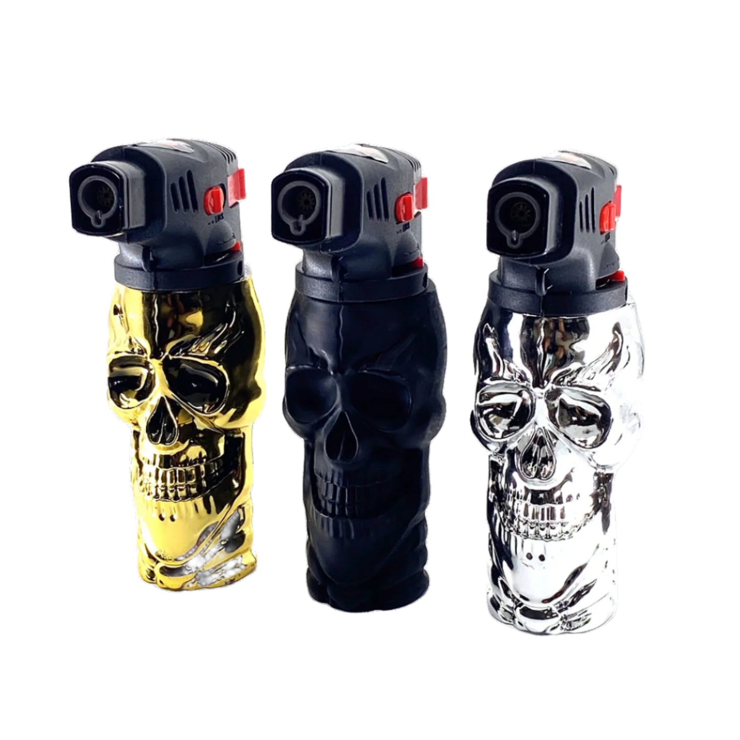 Metallic XXL Skull Torch Lighter