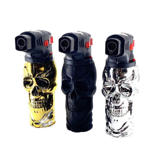 Metallic XXL Skull Torch Lighter