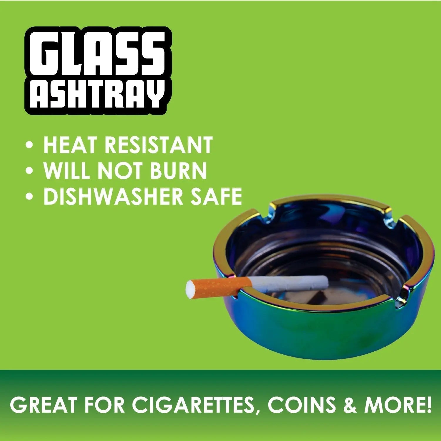 Round Glass Metal Plated Ashtray - 5 Pieces Per Retail Ready Display 41466 SMOKEZILLA