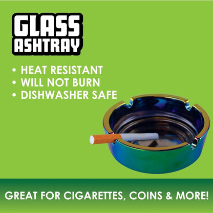 Round Glass Metal Plated Ashtray - 5 Pieces Per Retail Ready Display 41466 SMOKEZILLA