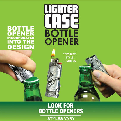 Metal Mystic Lighter Case with Bottle Opener Assortment - 12 Pieces Per Retail Ready Display 41491 SMOKEZILLA
