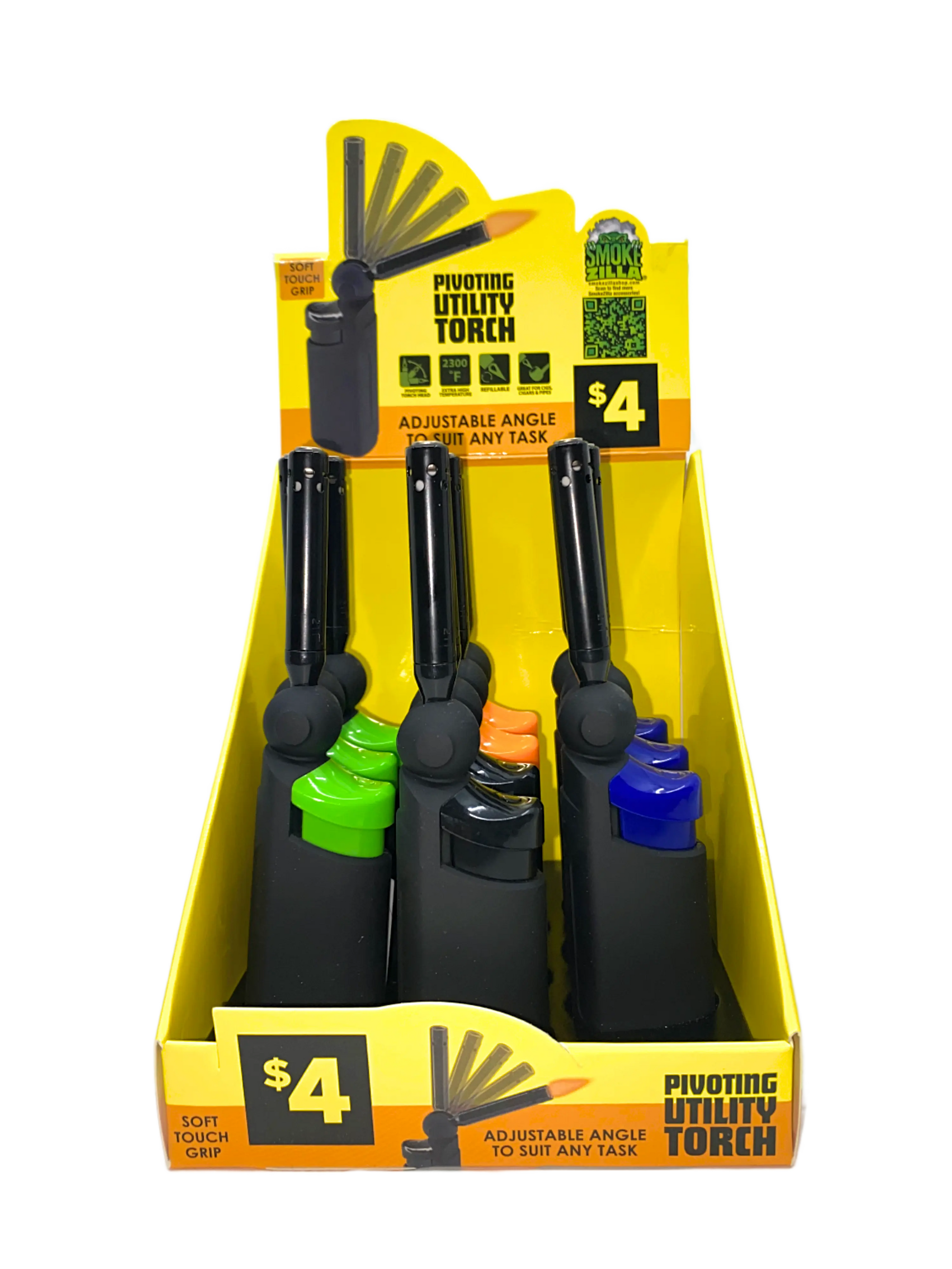 Pivot Head Utility Torch Lighter - 10 Pieces Per Retail Ready Display 41545 SMOKEZILLA
