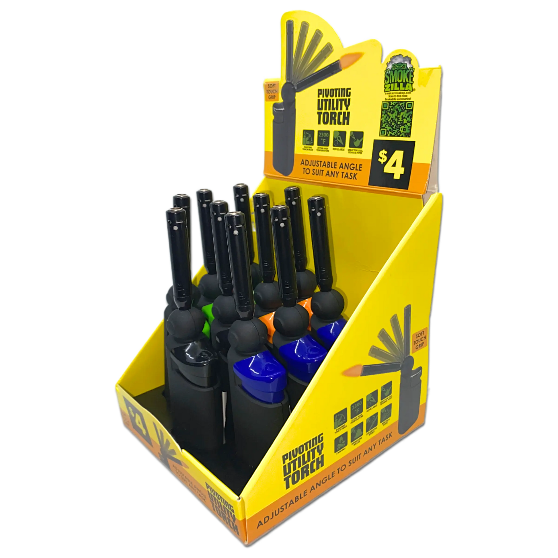 Pivot Head Utility Torch Lighter - 10 Pieces Per Retail Ready Display 41545 SMOKEZILLA
