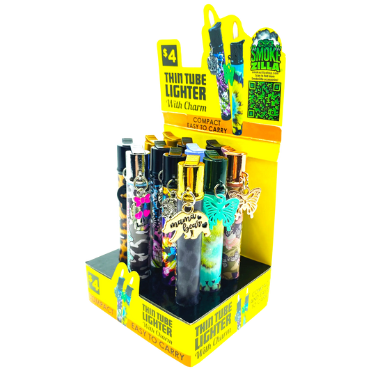 Thin Tube Lighter with Charm - 12 Pieces Per Retail Ready Display 41558 SMOKEZILLA