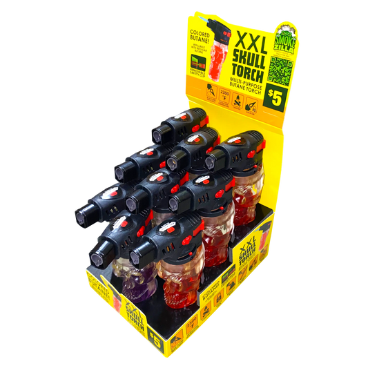 Colored Butane Molded Skull XXL Torch Lighter - 9 Pieces Per Retail Ready Display 41561 SMOKEZILLA