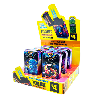Zodiac Dual Torch Lighter- 12 Pieces Per Retail Ready Display 41661 SMOKEZILLA
