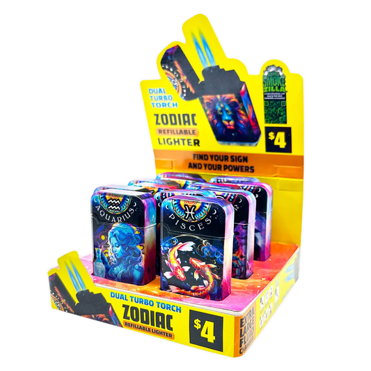 Zodiac Dual Torch Lighter- 12 Pieces Per Retail Ready Display 41661 SMOKEZILLA