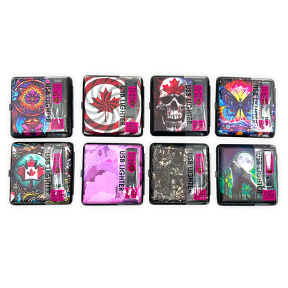 Cigarette Case with USB Coil Lighter Canada Themed Designs - 8 Pieces Per Retail Ready Display 41733 SMOKEZILLA