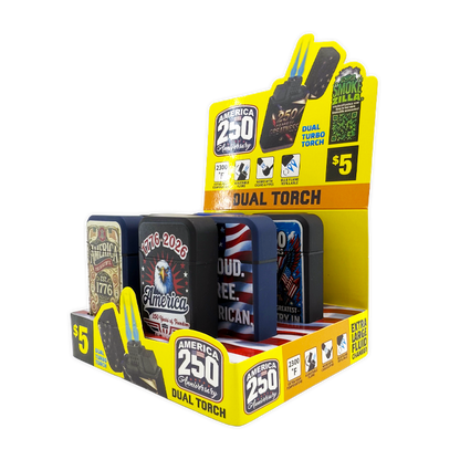 Patriotic USA 250 Dual Torch Lighter - 10 Pieces Per Retail Ready Display 41841