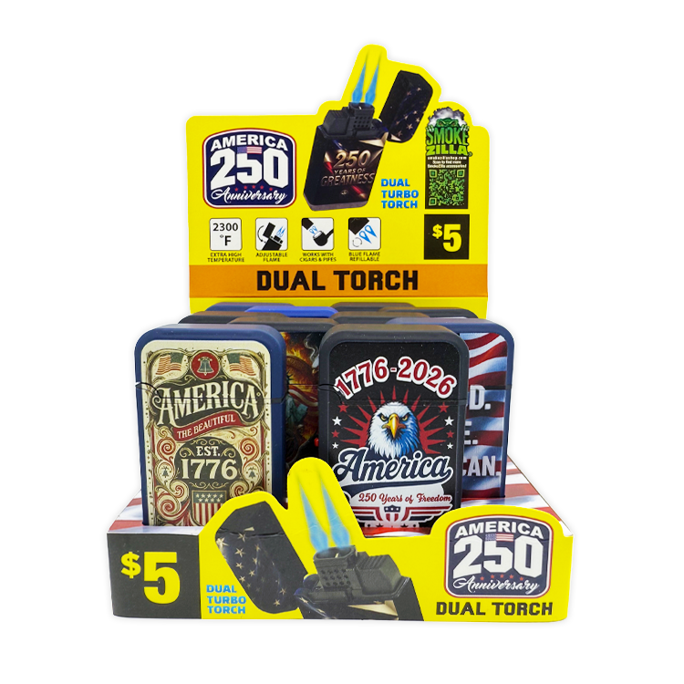 Patriotic USA 250 Dual Torch Lighter - 10 Pieces Per Retail Ready Display 41841