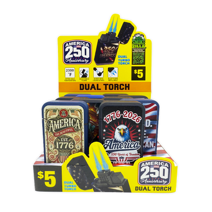 Patriotic USA 250 Dual Torch Lighter - 10 Pieces Per Retail Ready Display 41841