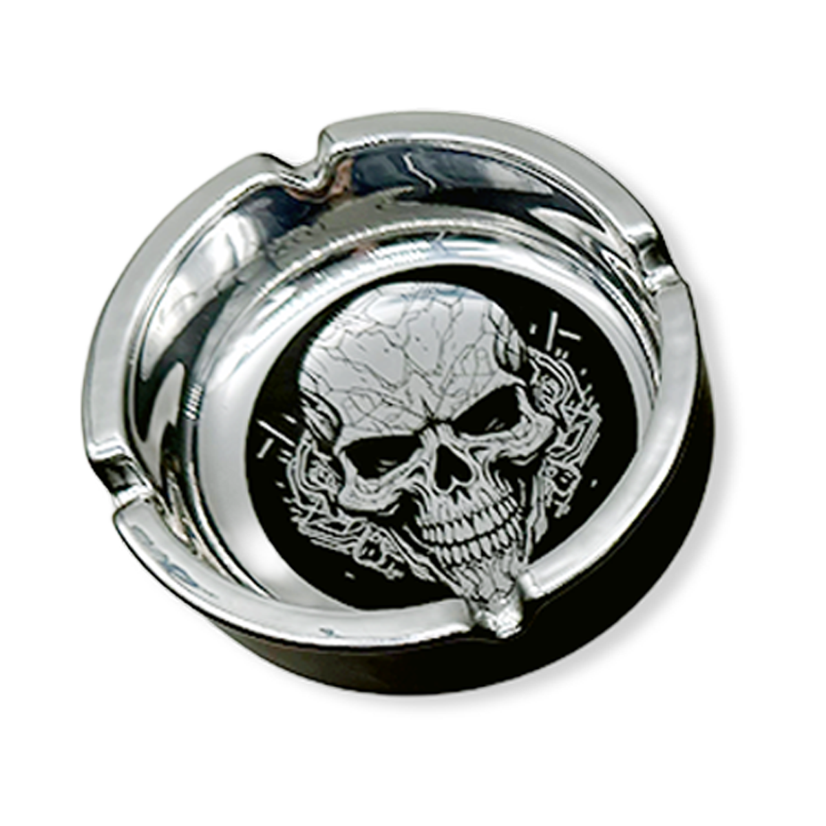 Glass Metal Plated Round Ashtray - 5 Pieces Per Retail Ready Display 41854