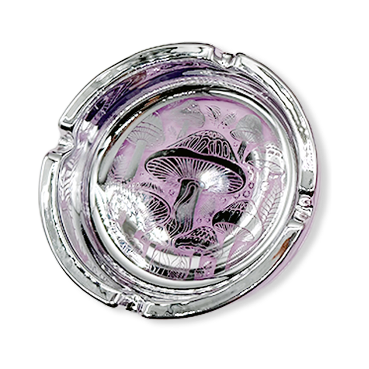 Glass Metal Plated Round Ashtray - 5 Pieces Per Retail Ready Display 41854