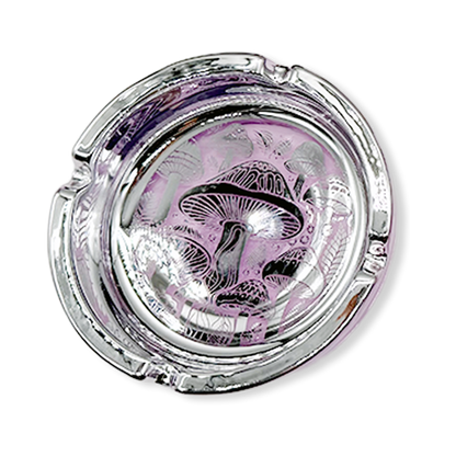 Glass Metal Plated Round Ashtray - 5 Pieces Per Retail Ready Display 41854