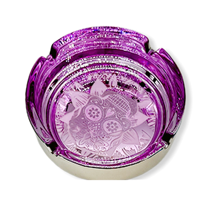 Glass Metal Plated Round Ashtray - 5 Pieces Per Retail Ready Display 41854