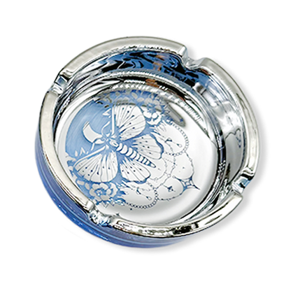 Glass Metal Plated Round Ashtray - 5 Pieces Per Retail Ready Display 41854