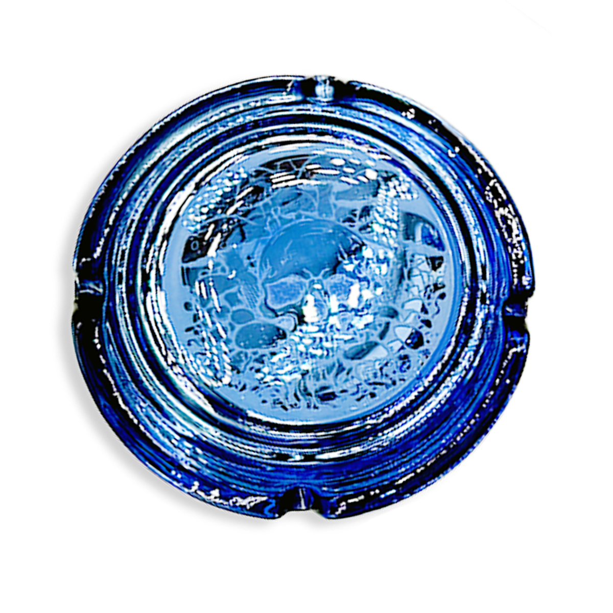 Glass Metal Plated Round Ashtray - 5 Pieces Per Retail Ready Display 41854