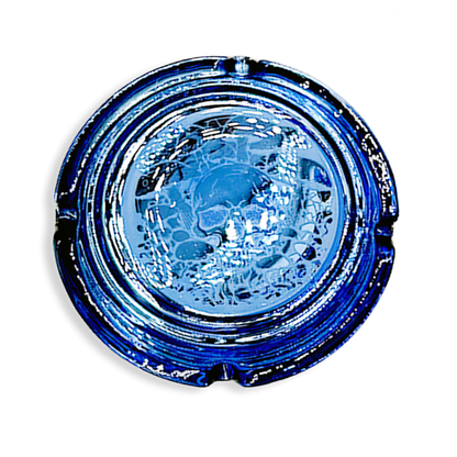 Glass Metal Plated Round Ashtray - 5 Pieces Per Retail Ready Display 41854