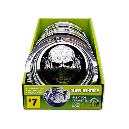 Glass Metal Plated Round Ashtray - 5 Pieces Per Retail Ready Display 41854