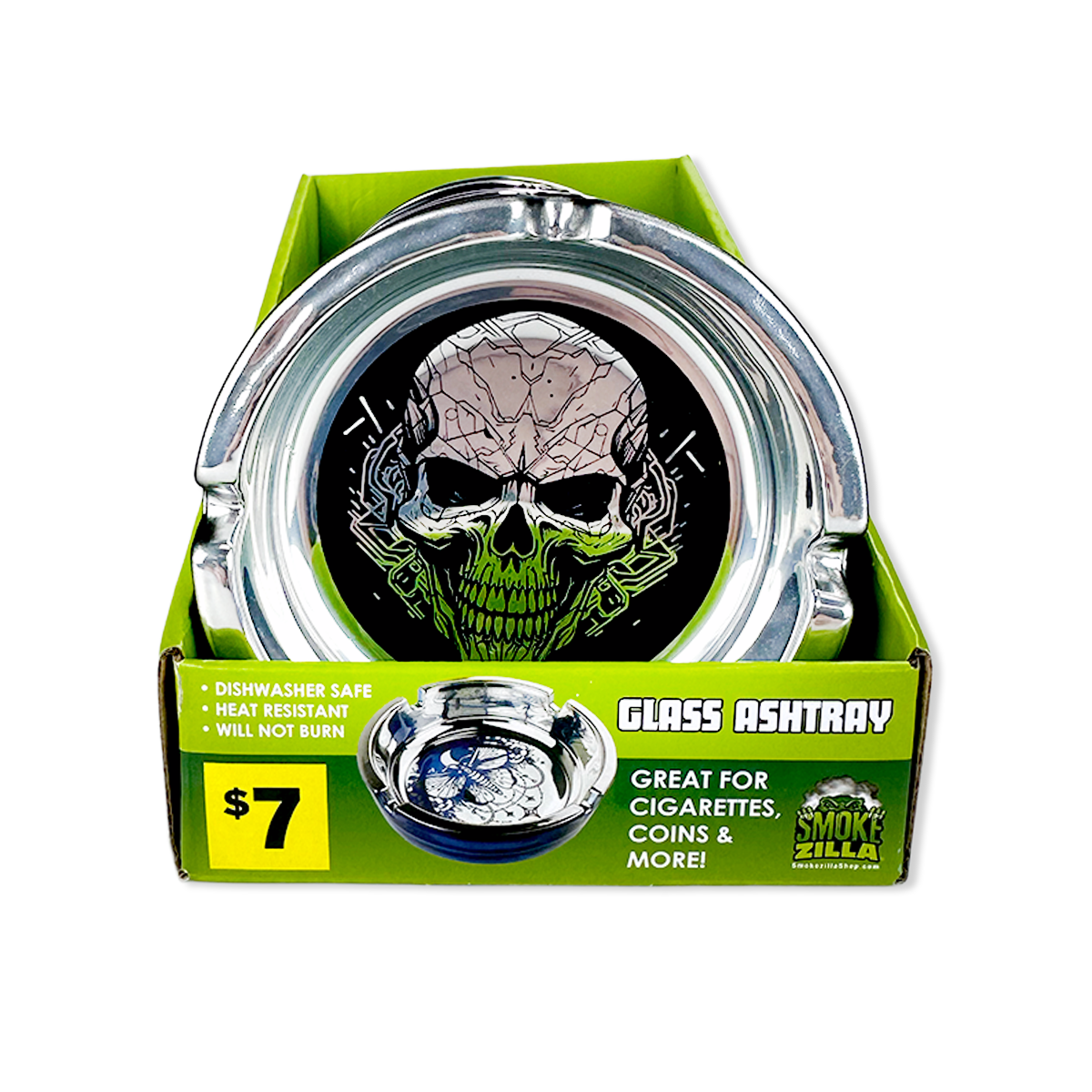 Glass Metal Plated Round Ashtray - 5 Pieces Per Retail Ready Display 41854