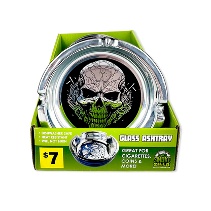 Glass Metal Plated Round Ashtray - 5 Pieces Per Retail Ready Display 41854