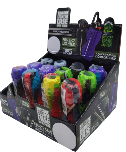 Silicone Lighter Case with Tools - 12 Pieces Per Retail Ready Display 22525 SMOKEZILLA