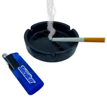 Round Ceramic Black Ashtray - 5 Per Retail Ready Display 40321 SMOKEZILLA